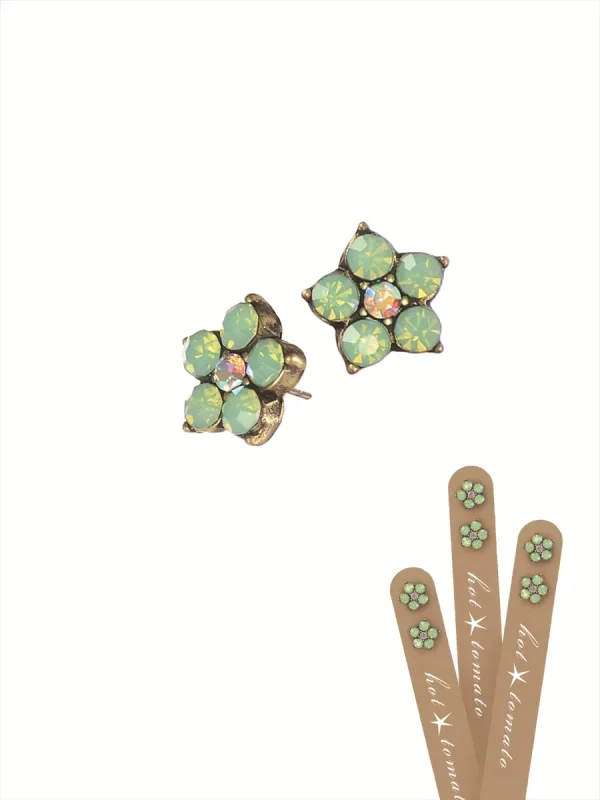 e381b4eb-49d6-47bf-b93e-3a6591cd125d.webp Earrings - Five Petal Floral Studs - Old Gold/Pacific Opal