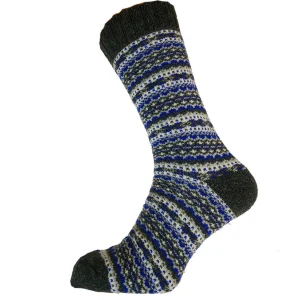 Grey blue and white Nordic patterned wool blend socks size 8 to 12