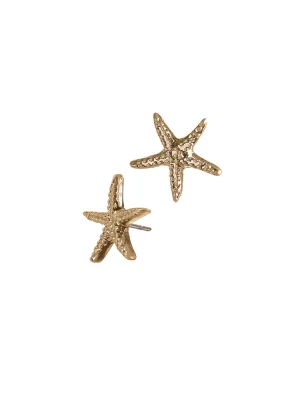Earrings - Starfish Studs - Clear Crystal / Gold